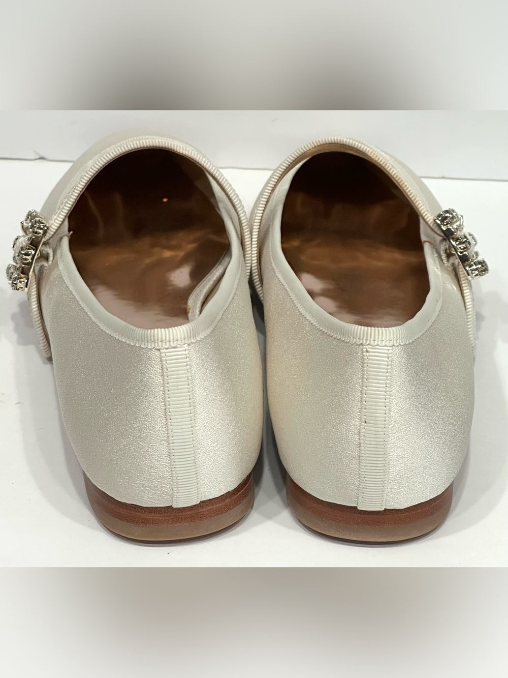 Brystol Glitter Mary Jane Ballerina Flats by Badgley Mischka Women's Sz 6 Ivory - Picture 5 of 13